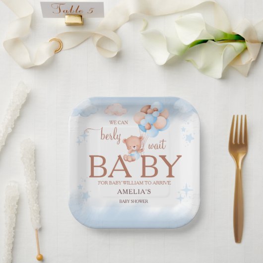We Can Berly Wait Teddy Bear Baby Shower Pappteller (Hochzeit)