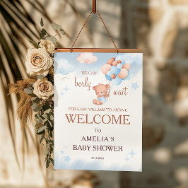We Can Berly Wait Teddy Bear Baby Shower Welcome  Poster
