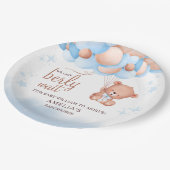 We Can Berly Wait Teddy Bear Balloon Baby Shower Pappteller (Schrägansicht)