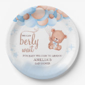 We Can Berly Wait Teddy Bear Balloon Baby Shower Pappteller (Vorderseite)