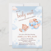 We Can Berly Wait Teddy Bear Balloons Pastel Baby  Einladung (Vorderseite)