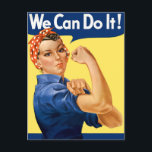 We Can Do It! Rosie the Riveter Postkarte<br><div class="desc">Vintage illustration by J. Howard Miller (1942) for the Westinghouse Company's War Production Coordinating Committee for the war effort. This illustration,  also called 'Rosie the Riveter',  became the famous 'We Can Do It!' poster.</div>