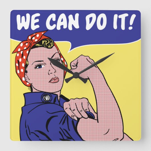 We can do it! Rosie the Riveter Remix Pop Quadratische Wanduhr (Vorderseite)