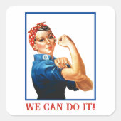We Can Do It Rosie the Riveter Women Power WWII  Quadratischer Aufkleber (Vorderseite)