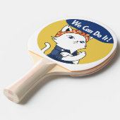 We Can Do It! White Cat Rosie the Riveter Tischtennis Schläger (Vorderseite)