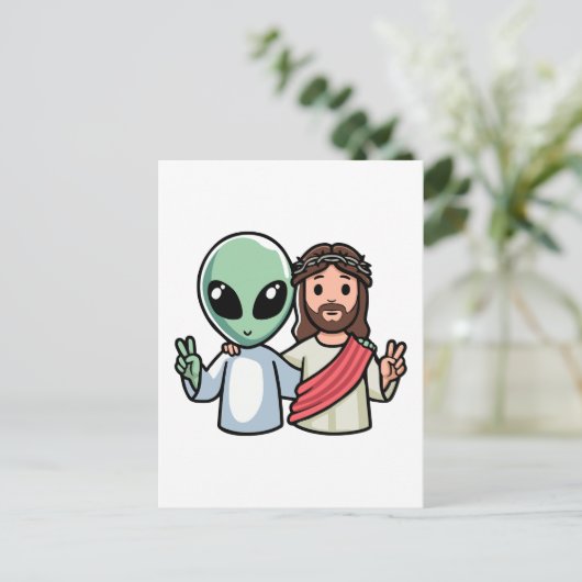 We come in peace postkarte (Stehend Vorderseite)