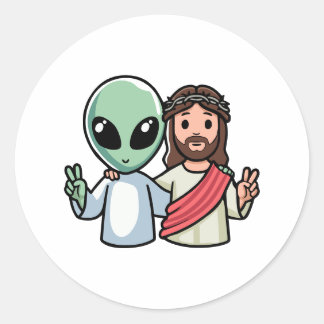 We come in peace runder aufkleber