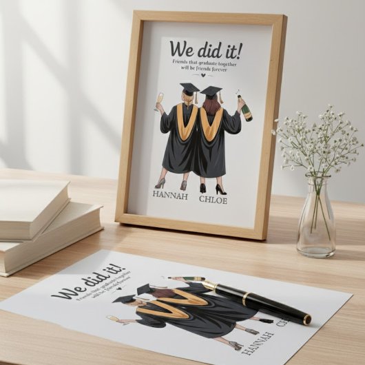 We Did It Best Friends Graduation Illustration Leinwanddruck