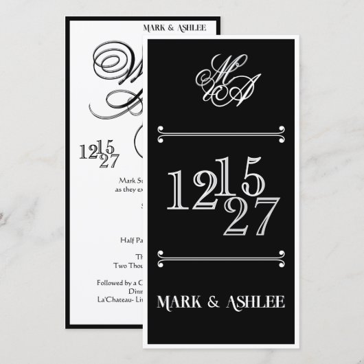 We Do 8x4 B&W Double Sided Wedding Invitation (Vorne/Hinten)