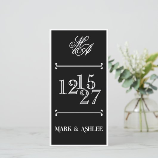 We Do 8x4 B&W Double Sided Wedding Invitation (Stehend Vorderseite)