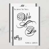 We Do, Black & White Wedding Invitation Einladung (Vorne/Hinten)