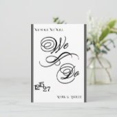 We Do, Black & White Wedding Invitation Einladung (Stehend Vorderseite)