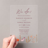 We Do! Boho Botanical Rustic Wildflower Wedding Acryleinladungen (Insitu (Handheld))