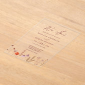 We Do! Boho Botanical Rustic Wildflower Wedding Acryleinladungen (Ablage )