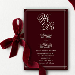 We Do Burgundy Old Money Wedding Einladung