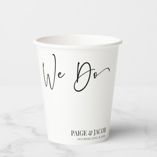 We Do Classic Modern Minimal Minimalist Wedding Pappbecher (Vorderseite)