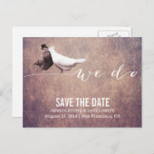 "We do" Classy Grunge Love Birds Save the Date Ankündigungspostkarte (Vorne/Hinten)