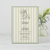We Do Elegant Striped Ivory Green Wedding Einladung (Stehend Vorderseite)
