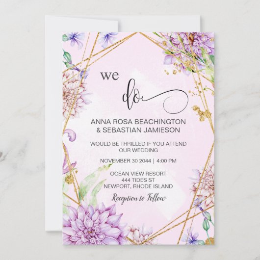 *~* WE DO Geometric UAWG Floral AR15 QR Hochzeit Einladung (Vorderseite)