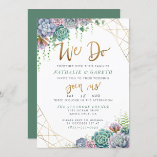 "We Do" Handschrift & Sukkulente Hochzeit Einladung