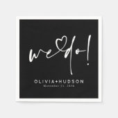 We Do Heart Typography Black Wedding Serviette (Vorderseite)