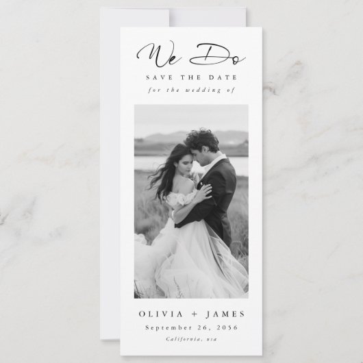 We Do Modern Minimalist Romantic Photo Bookmark Save The Date (Vorderseite)
