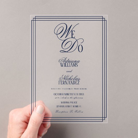 We Do Navy Old Money Wedding Acryleinladungen (Insitu (Handheld))