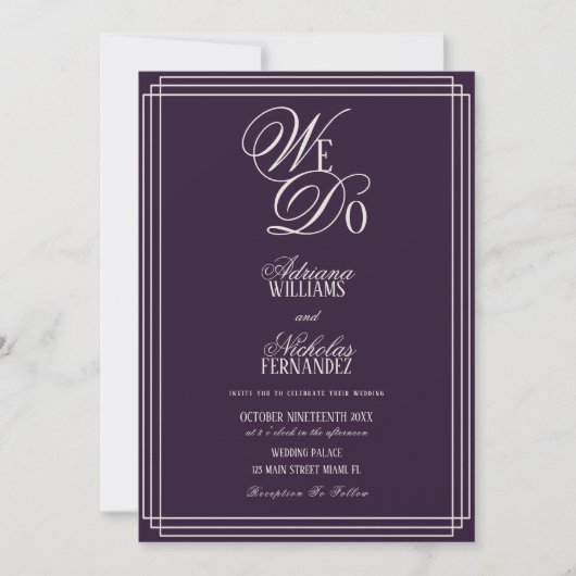 We Do Plum Old Money Wedding Einladung (Vorderseite)