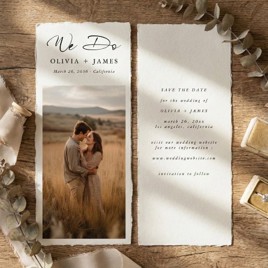 We Do Rustic Modern Script Bookmark Photo Wedding Save The Date