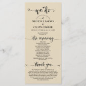 We Do Wedding Programmkarte in rustikalem Beige Th Programm (Vorderseite)