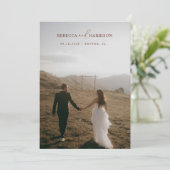 We Eloped Brown Floral Boho | Photo Wedding Ankündigung (Stehend Vorderseite)