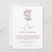 We Eloped Brown Floral Boho | Photo Wedding Ankündigung (Rückseite)