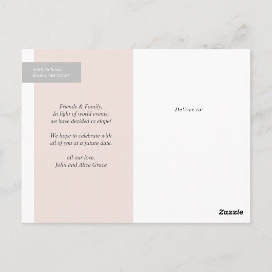 We Eloped Loop Foto Postcard Postkarte (Rückseite)