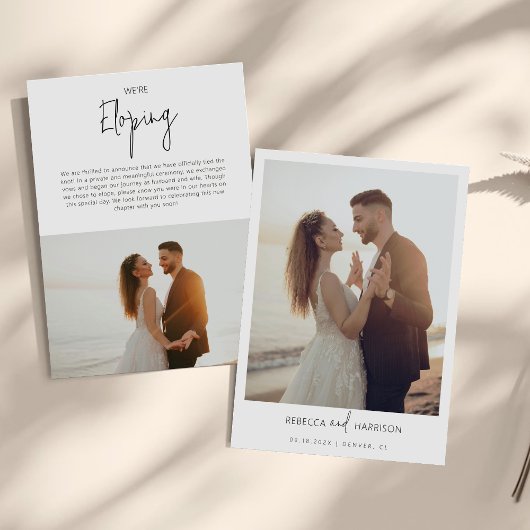 We Eloped Modern Minimalist Photo Wedding  Ankündigung