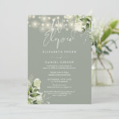 We Eloped Sage Green Wedding Vows Greenery Party Einladung (Stehend Vorderseite)