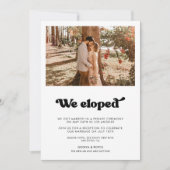 We eloped Stylish retro wedding announcement Einladung (Vorderseite)