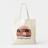We Fight Together Breast Cancer Awareness Design Tragetasche (Rückseite)