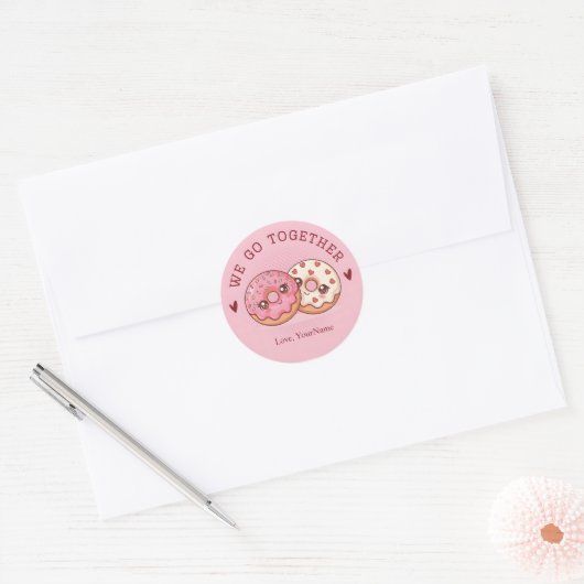 We Go Together Cute Donut Valentine Sticker (Umschlag)