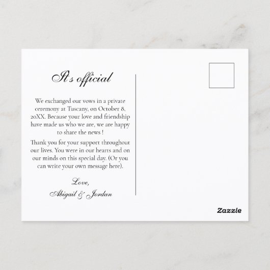 We got married announcement  postkarte (Rückseite)