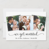 We Got Married Calligraphy Heart 3 Photo Ankündigung (Vorderseite)