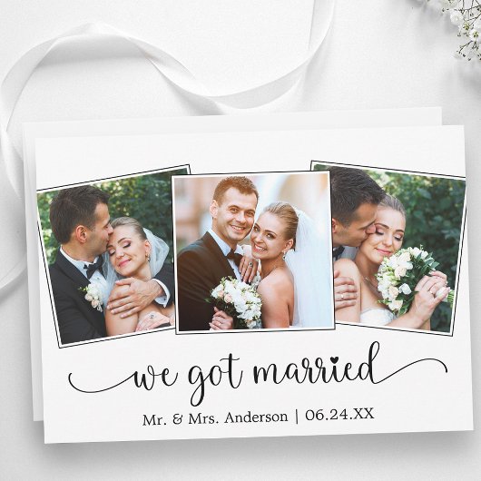 We Got Married Calligraphy Heart 3 Photo Ankündigung