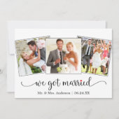 We Got Married Calligraphy Red Heart 3 Photo Ankündigung (Vorderseite)