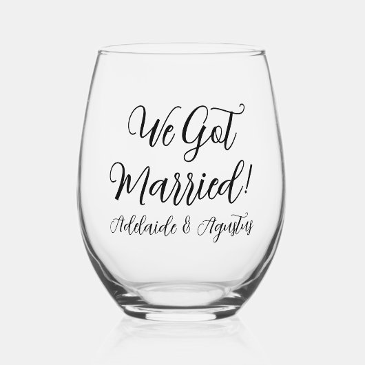 We Got Married Drinkware Set Weinglas Ohne Stiel (Vorderseite)