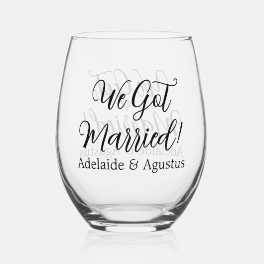 We Got Married Drinkware Set Weinglas Ohne Stiel (Vorderseite)