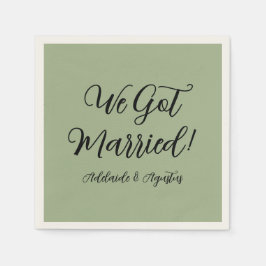 We Got Married Green Paper Napkin Serviette