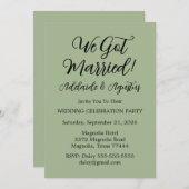 We Got Married Green Wedding Reception  Einladung (Vorne/Hinten)