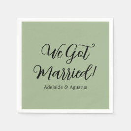 We Got Married Green Wedding Reception Serviette