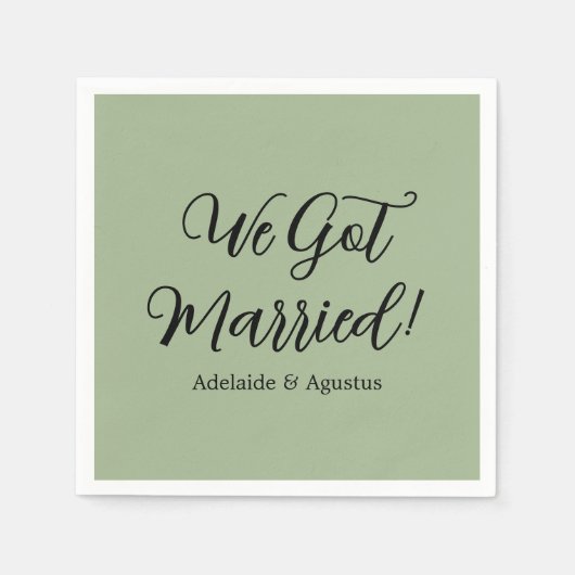 We Got Married Green Wedding Reception Serviette (Vorderseite)