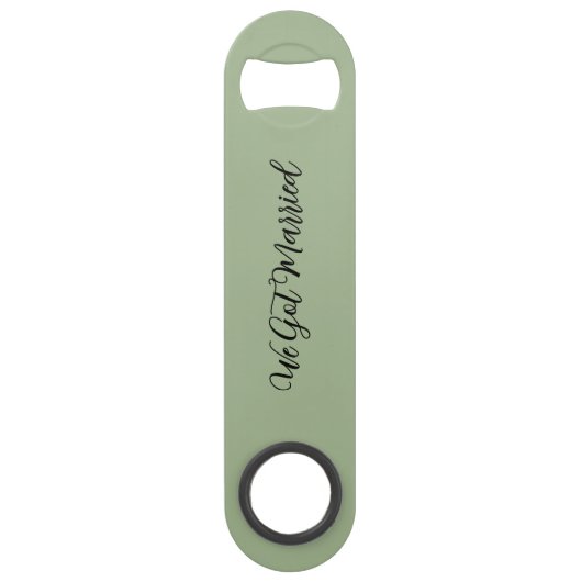 We Got Married Green Wedding Reception Speed Flaschenöffner (Vorderseite)