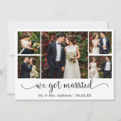 We Got Married Heart Calligraphy 5 Photo Wedding Ankündigung (Vorderseite)